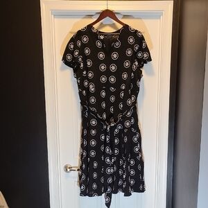 Lane Bryant, Black & White Patterned Midi Dress, Size 18